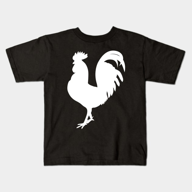 Chicken Rooster Silhouette Kids T-Shirt by KC Happy Shop